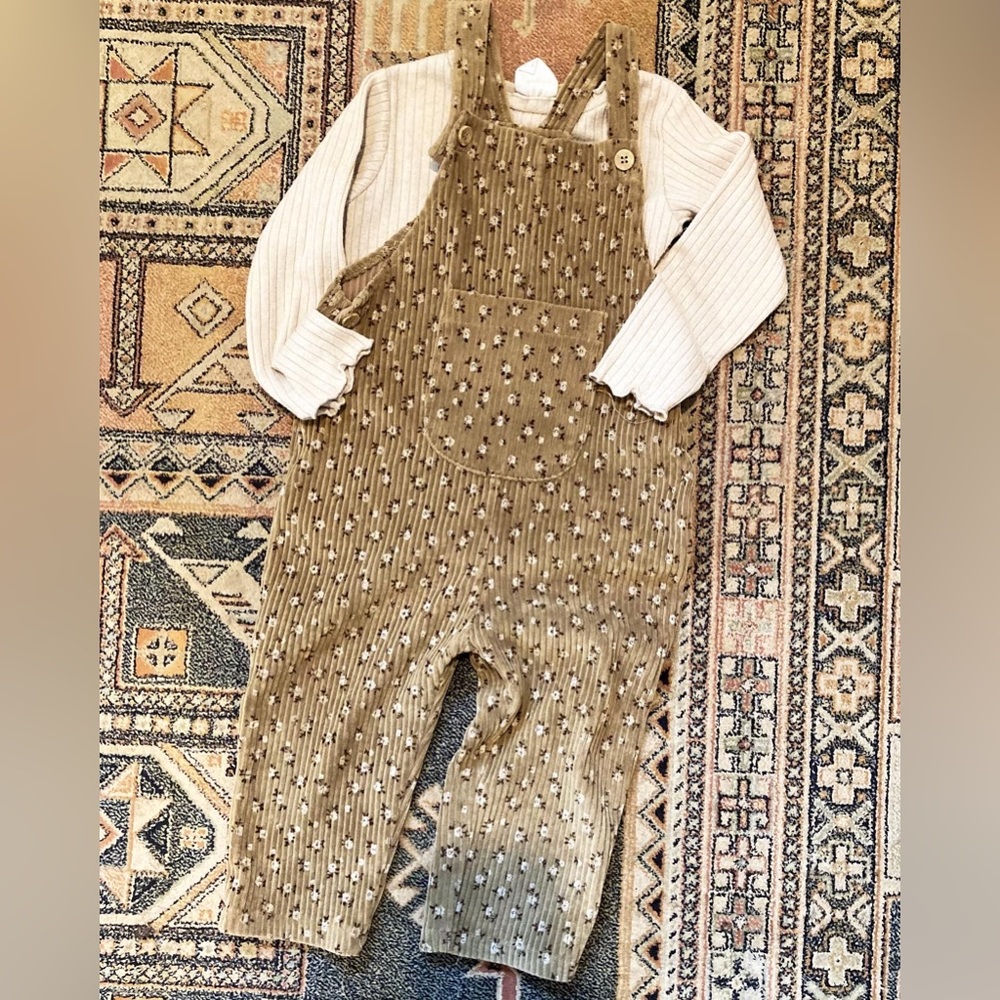 Zara floral overalls and top